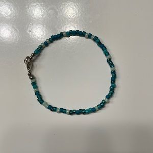 Teal and Turquoise Beaded Anklet